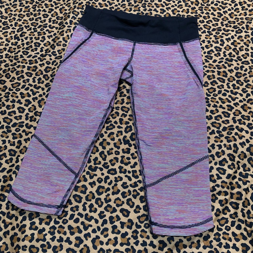 Lululemon Run Excel Crop Space Black March Multi/Black Size 4